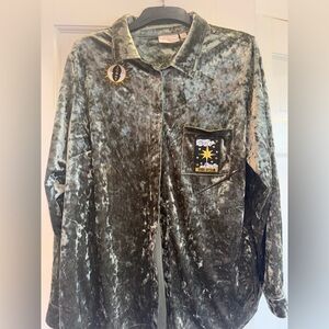 OOAK Moss Green Velvet Shirt